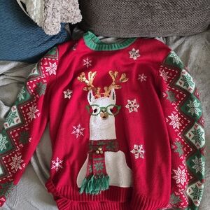 32 Degrees Red Festive Sweater with Llama Design